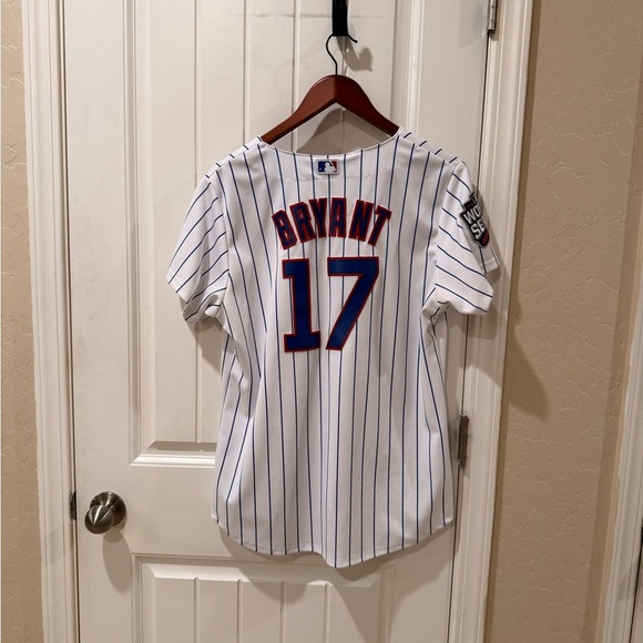 Kris Bryant 2016 Majestic Blue Pinstripe Cool Base Jersey - Picture 2 of 10